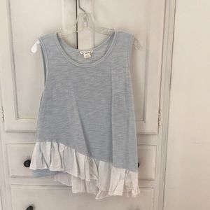 Anthropologie asymmetrical ruffle tank L